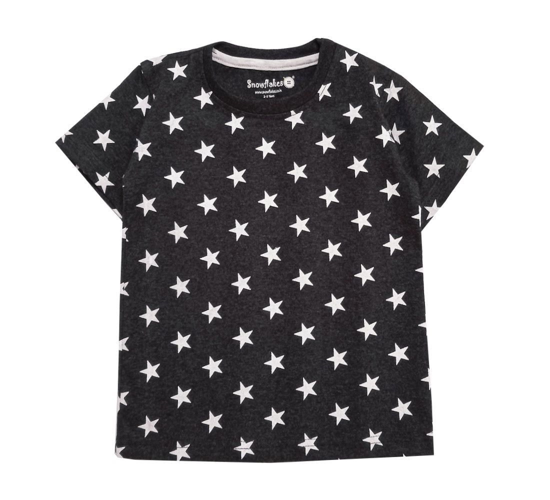 Snowflakes Grey Tshirt With All Over Star Prints