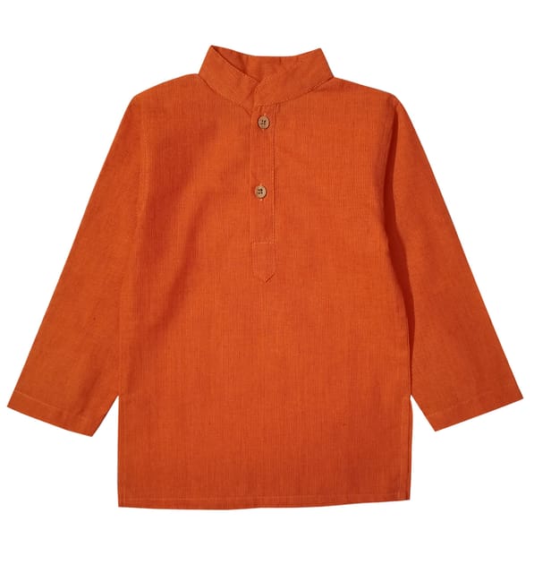 Snowflakes Boys Striped Kurta Pyjama Set - Orange