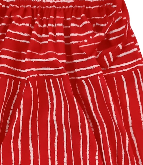 Snowflakes Girls Striped Harem Pants - Red