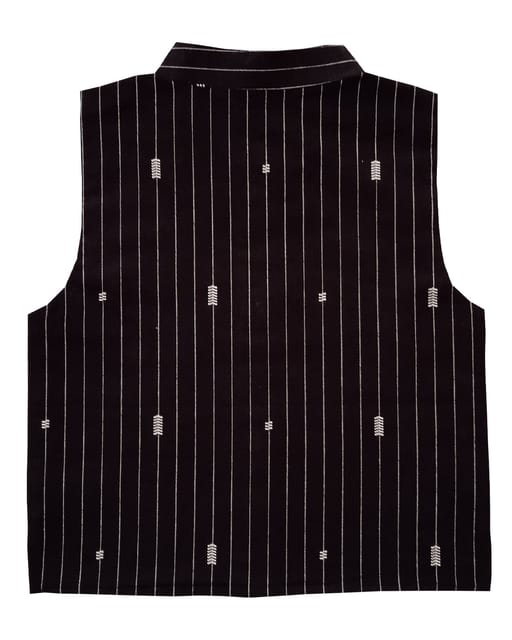 Snowflakes Boys' Waistcoat With Stripes - Black