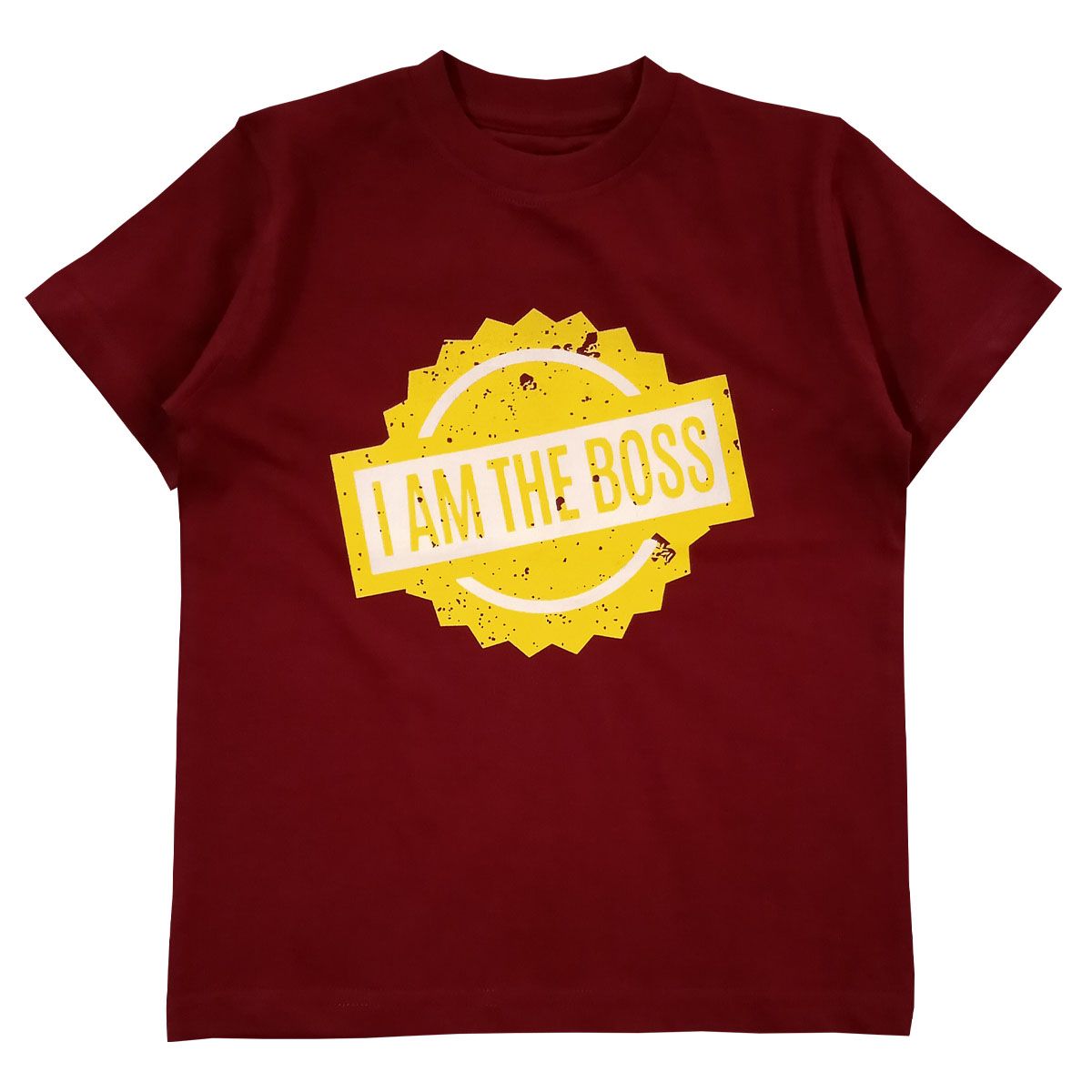 Snowflakes Boys Half sleeve T shirt With I'm The Boss Print -Maroon