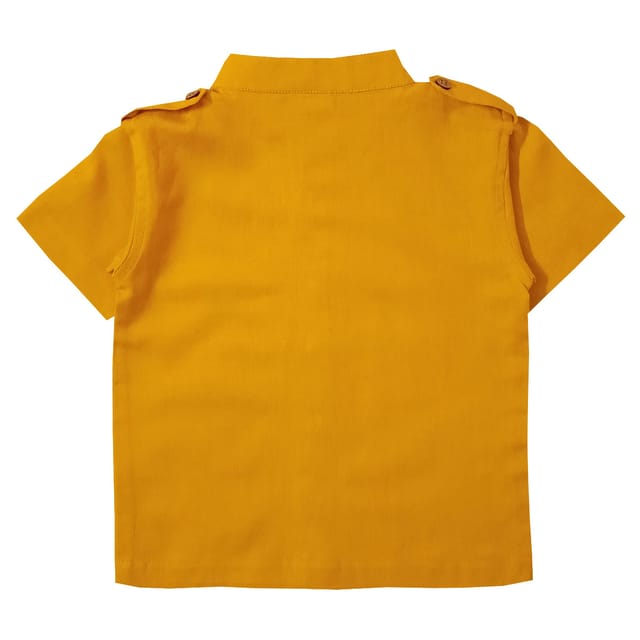 Snowflakes Boys Half Sleeve Solid  Shirt -Yellow