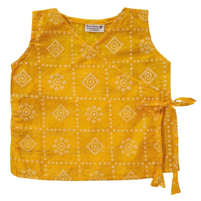 Snowflakes Unisex Infant Jabla Top With Geometric Print And Harem Pant Set - Yellow & Navy Blue