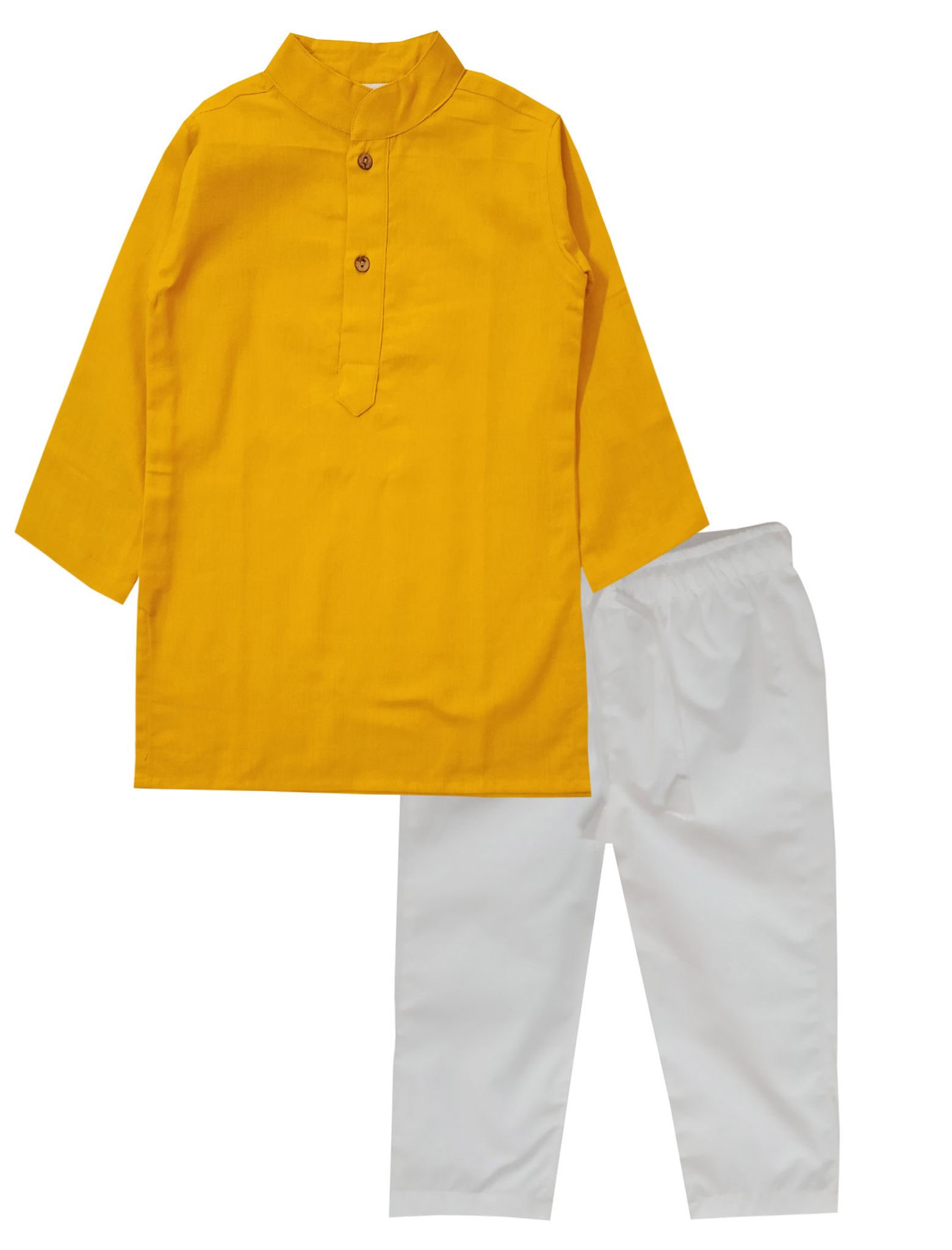 Snowflakes Boys Solid kurta And Pyjama Set- Yellow & White