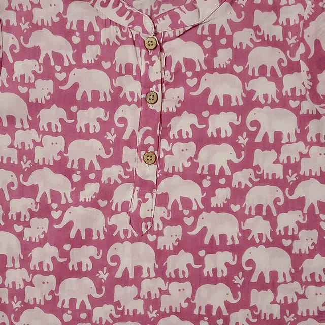 Snowflakes Girls Top white elephant Prints- Lavendar