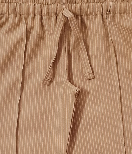 Snowflakes Unisex Cotton Striped Trousers - Khaki