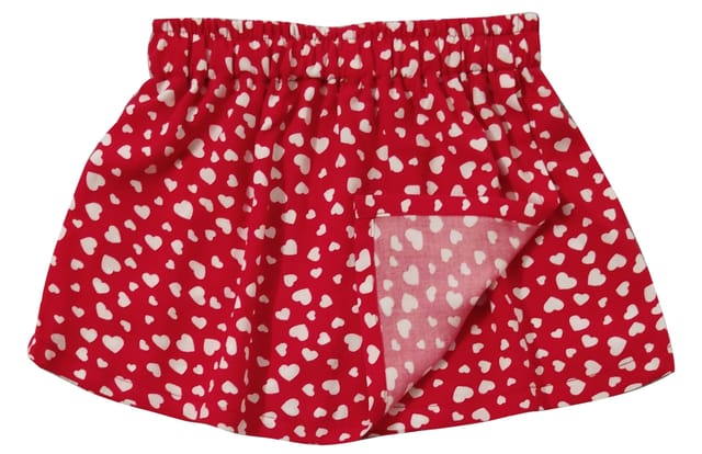 Snowflakes Girls' Skorts With Heart Prints - Red