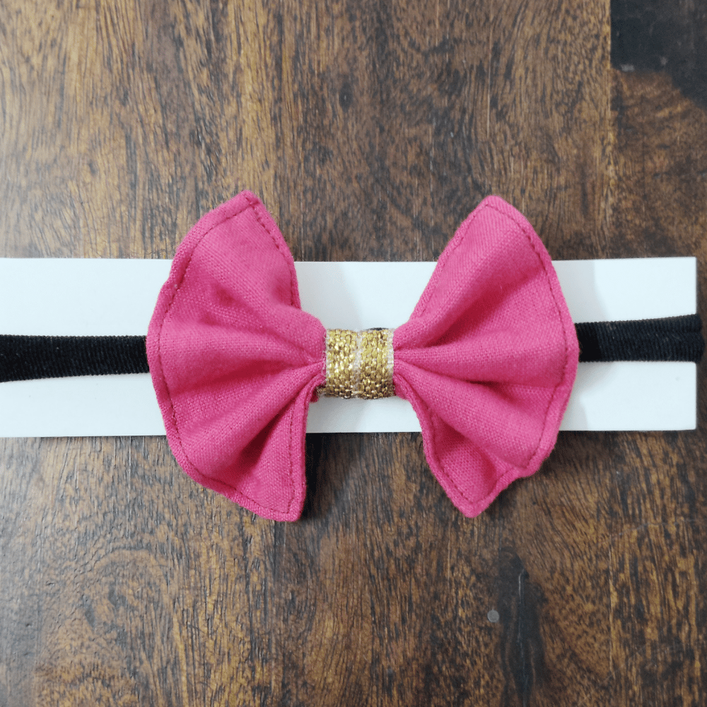 Handmade Headbow - Pink & Golden