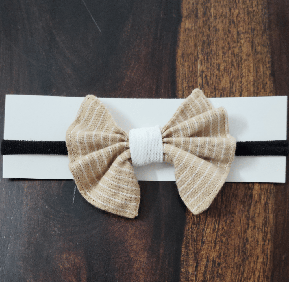 Handmade Headbow - Khaki Striped