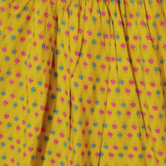 Snowflakes Girls 3/4th Sleeves Frock With Flower Print - Yellow