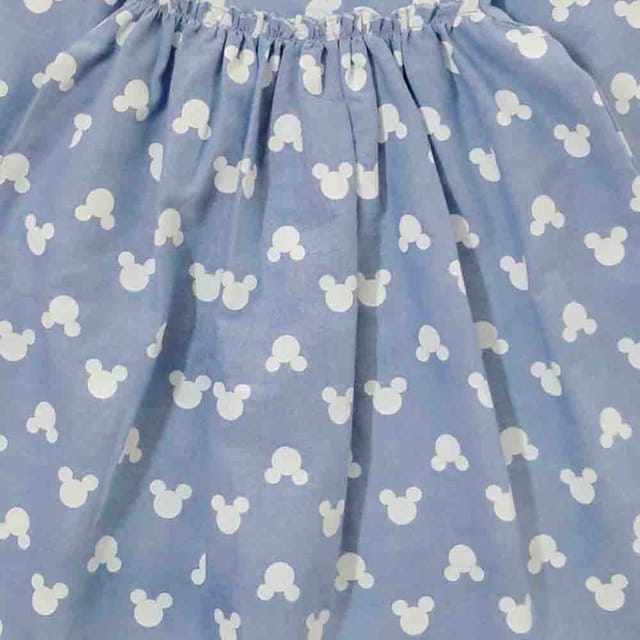 Snowflakes Girls 3/4th Sleeves Frock With Mickey Print - Blue