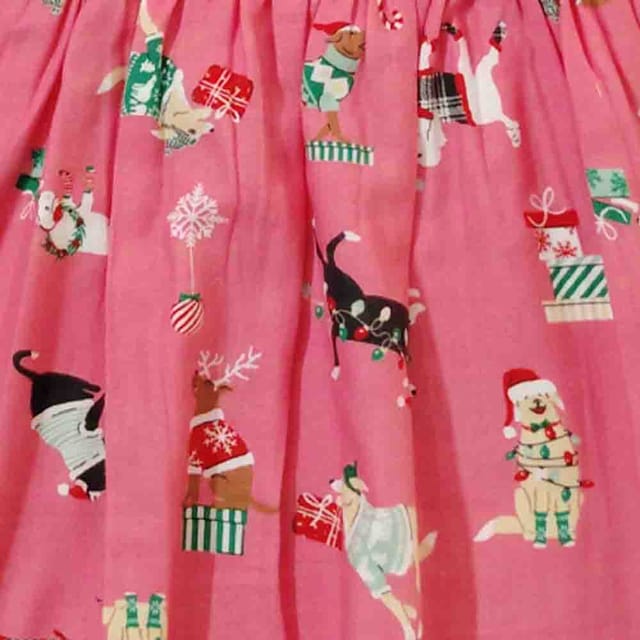 Snowflakes Girls Dress With Christmas Prints -Pink